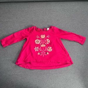 Tea Collection Brand Red Top With Gold Flower Accents - 9-12mo